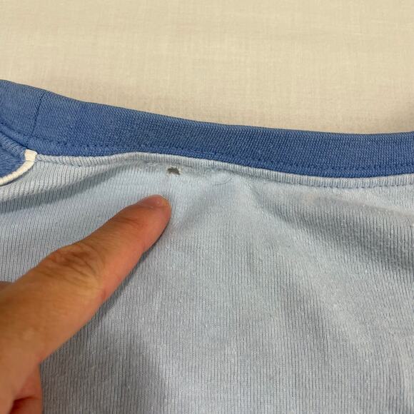 VTG Y2K Baby Blue Raglan 3/4 Sleeve T-Shirt, Size M - Picture 5 of 7